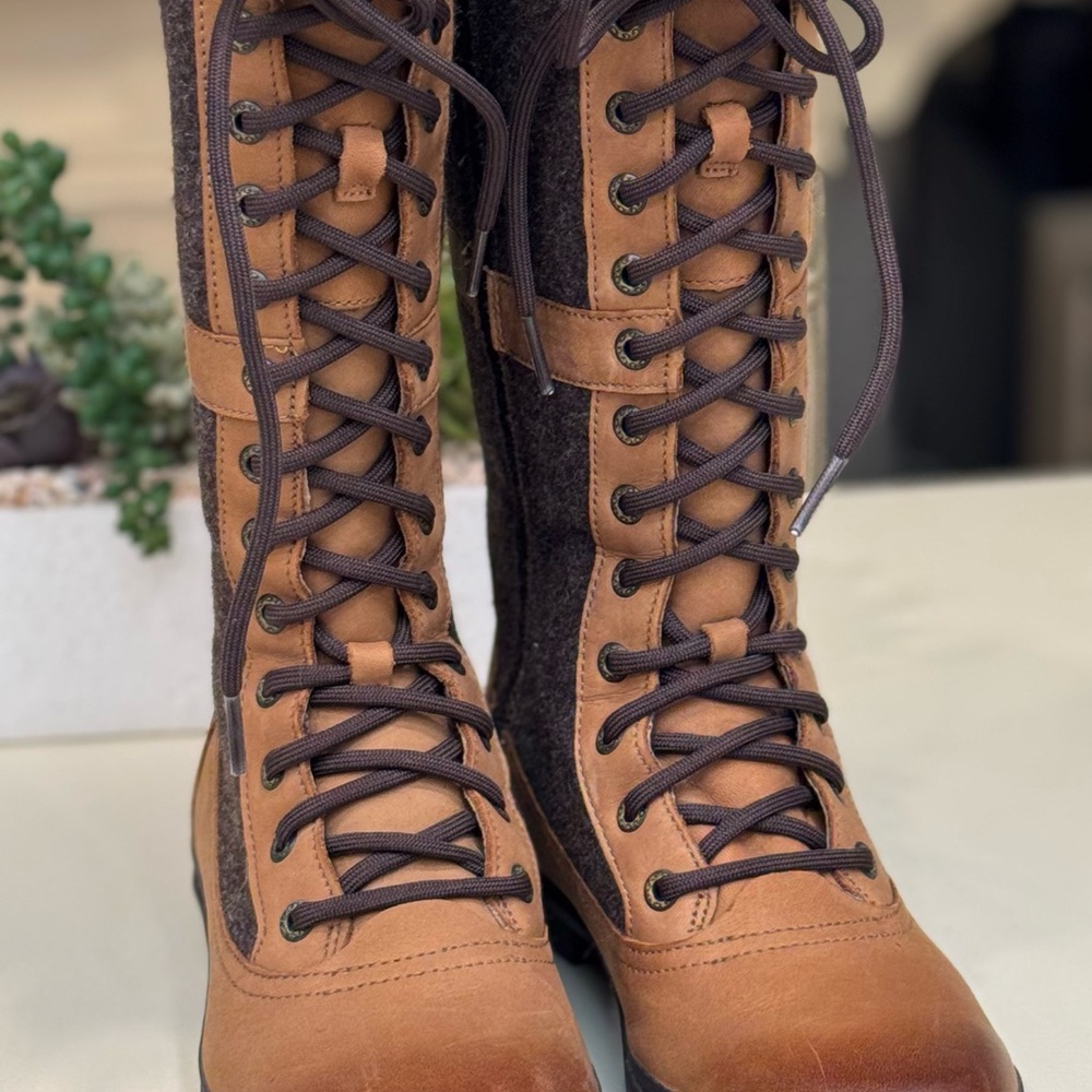 UGG Brown Elvia Waterproof Tall Lace-Up Boots Chestnut 1018473